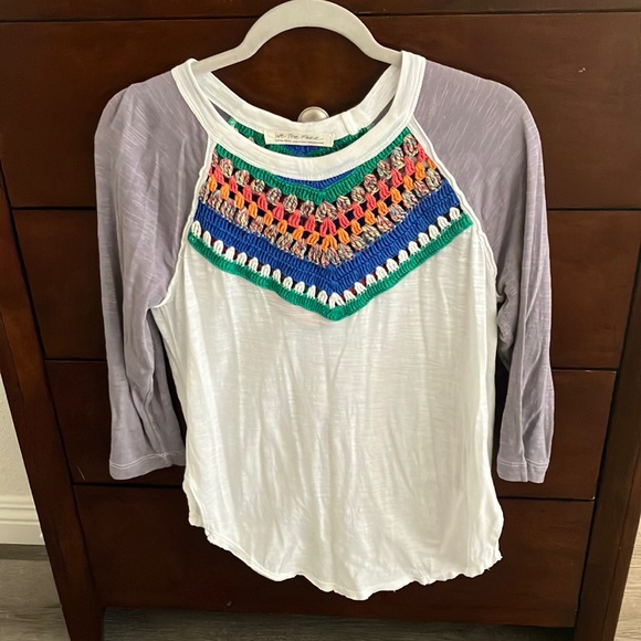 FREE PEOPLE WE THE FREE multicolor macrame t-shirt Size XS/S - Picture 3 of 11